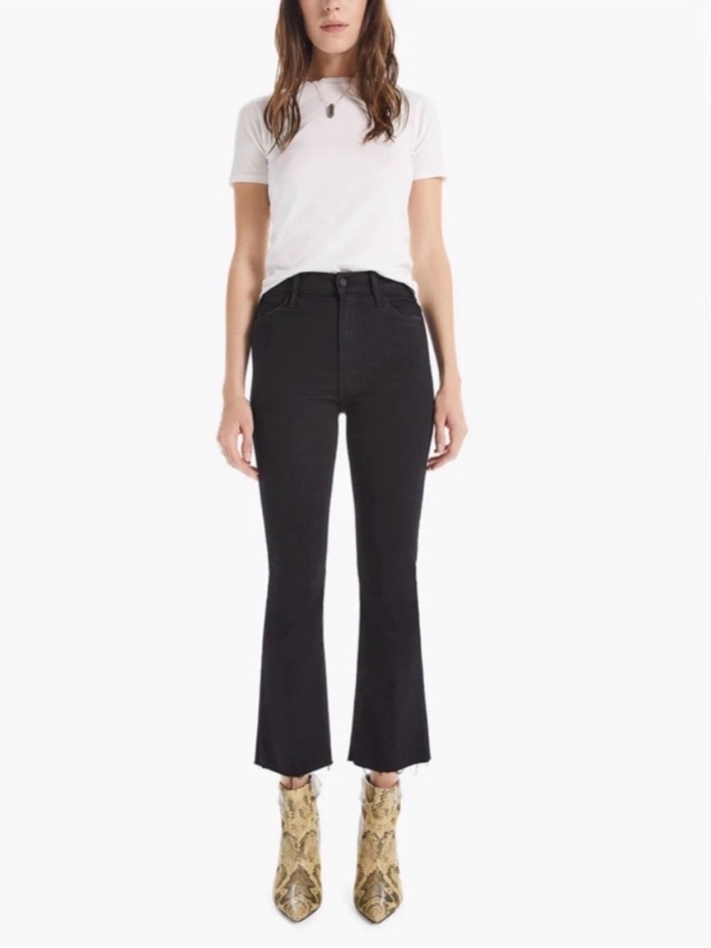 Mother Hustler Ankle Fray Not Guilty Black Cropped Flare Size 26